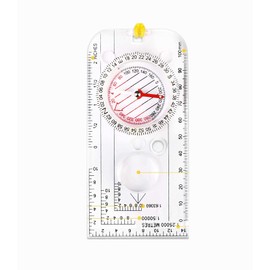 Shiwaki Navigation Compass, ABS Plastic, Adjustable Declination, Waterproof, Lightweight, Map Ruler, Magnifying Glass for Hiking, Trekking, Climbing, Sailing