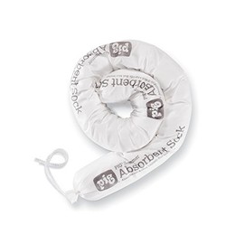 New Pig Skimmer Oil-Only Absorbent Sock, 1 Gal Absorbency, Absorbs Oil Based Liquids, Repels Water, 3" Dia x 48" L, White (10 Socks Per Box), 104PS