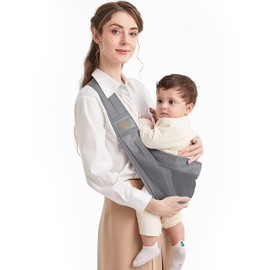 Mumgaroo Baby Carrier Newborn from Birth, On the Go Multifunctional, for Babies from 0 to 36 Months, Toddlers up to 15 kg (Grey)