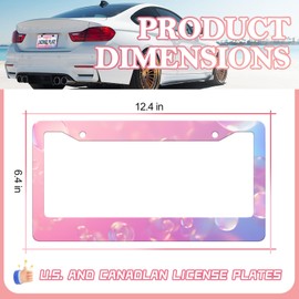 Bubbles License Plate Frame - 2PCS Pink Romantic Bubbles Aluminum Metal License Plate Holder, Rust-Proof Waterproof Car Decorative Tag Frames for Standard Us 12x6 Inch