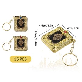 Anlising 15PCS Mini Quran Keychain, Muslim Keychain, Mini Quran Book Key Chain, Islamic Hanging Key-Ring, Muslim Jewelry Key Accessories, for Souvenir Gifts Bag Purse Handbag Ornament