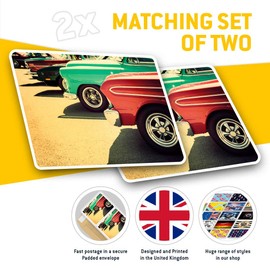 Rectangle Stickers (Set of 2) 10cm - Retro American Cars Vintage Motors Decals for Laptops,Tablets,Luggage,Scrap Booking,Fridges, 46250