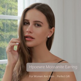 Moissanite Earrings Studs for Women/Men, 1 Ct D Color VVS1 Snowflake Shaped Lab-Created Diamond 925 Sterling Silver, White Gold Plated Earrings (1.0ct*2)