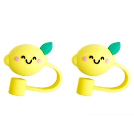 2Pcs Yellow Lemon Silicone Straw Covers and Caps Compatible with Cups, Drinking Straw Reusable Straw Tips Lids Drinking Straw Dispensers Kitchen Accessories