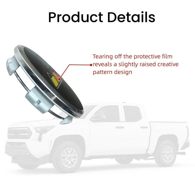 4 PCS Black Wheel Center Caps 3-5/16 Inch Tri-Color Hub