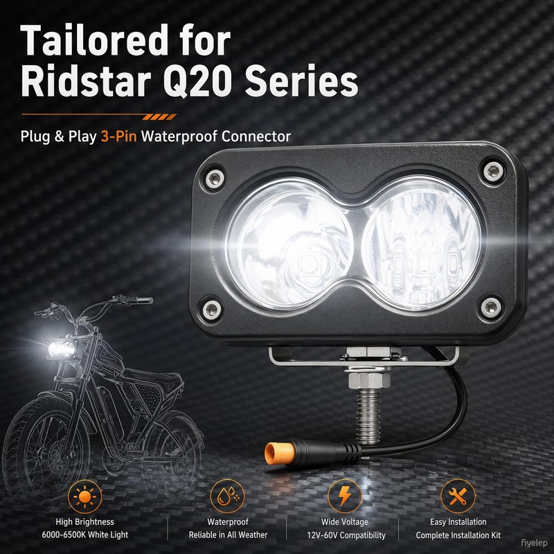 Ebike Headlight for Baja Light for Ridstar Q20/Q20 Lite/Q20 Pro