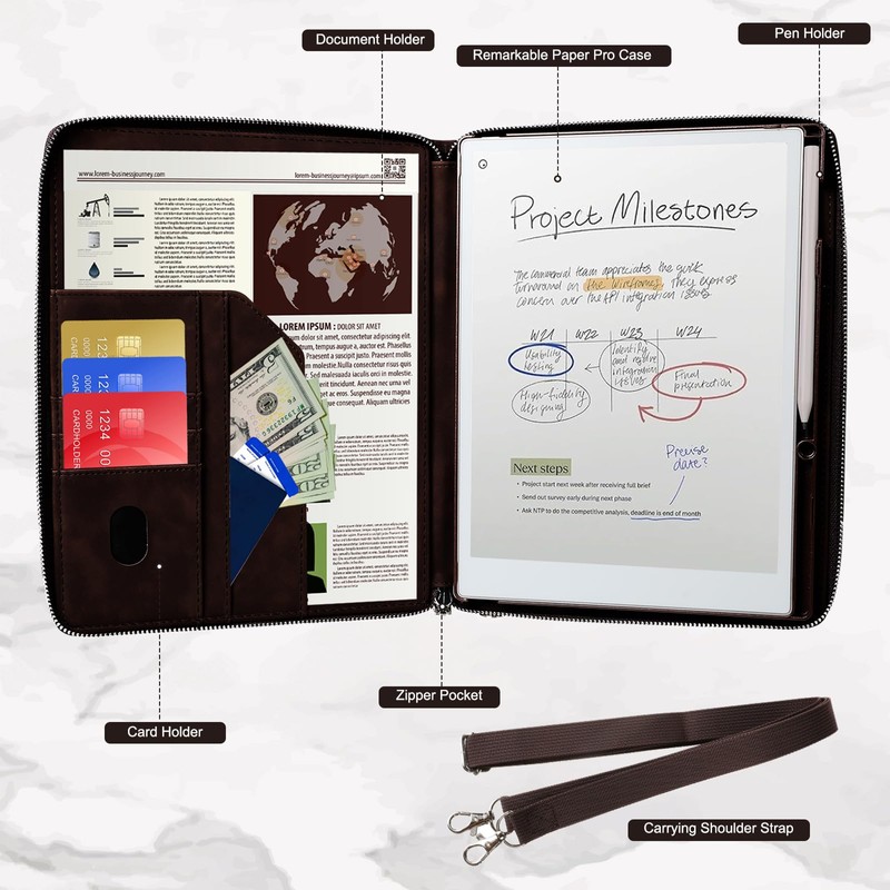 E NET-CASE Premium PU Leather Case for Remarkable Paper Pro
