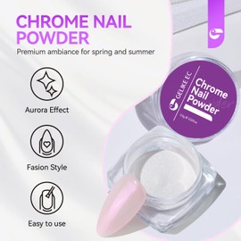 Gelike EC Chrome Powder for Nails - Iridescent Aurora Powder Metallic Mirror Effect and Nail Art Glitter Decoration（Purple）
