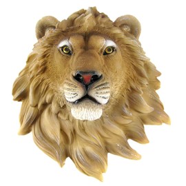 African Lion Head Mount Wall Statue Mini Bust Leo 9.5 in.