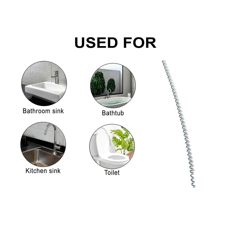 3Meter Flexible Plumbing Snake Drain Unblocker Spiral Pipe Unclogging Tool