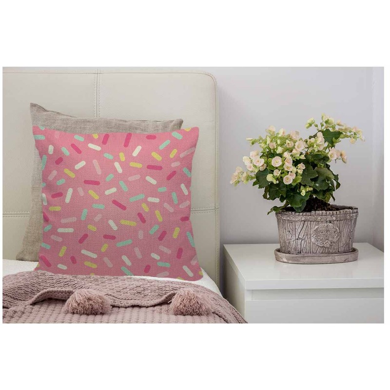 WONDERTIFY Geometric Donut Glaze Confetti Cushion Cover Pink Decorative Throw