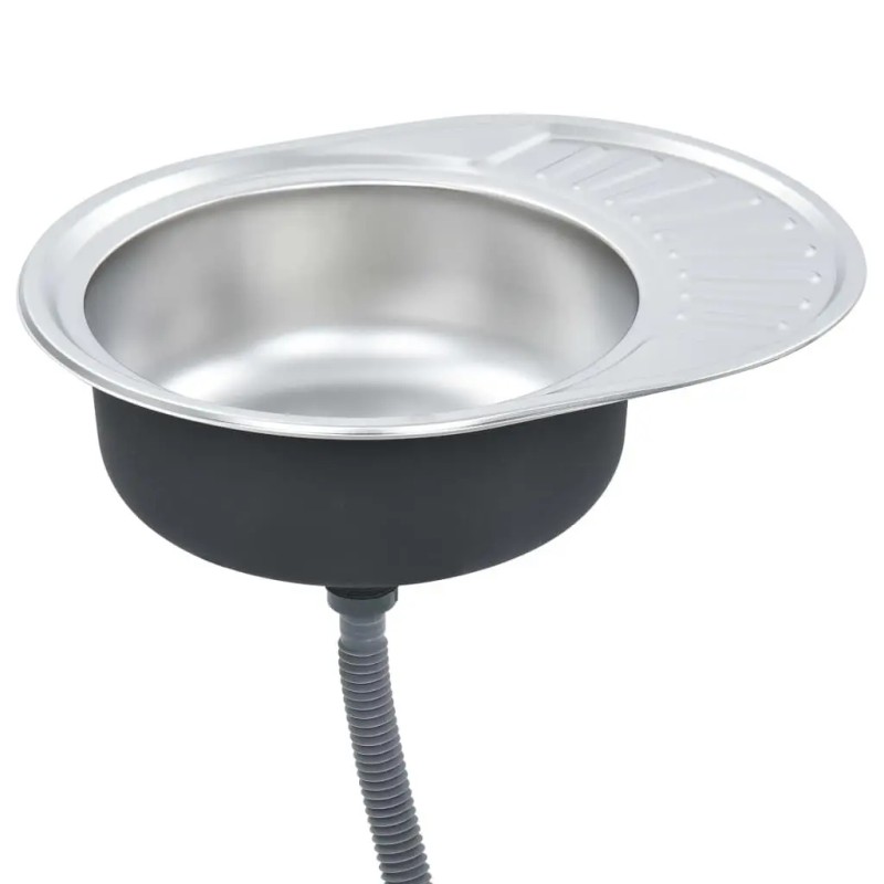 Oval Stainless Steel Kitchen Sink Single Bowl Drop-In Polished Surface