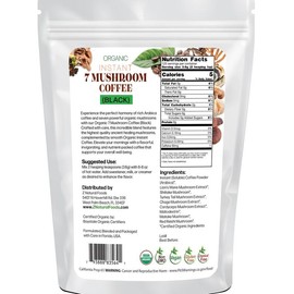 Z Natural Foods Organic Instant 7 Mushroom Coffee (Black) - Z Natural Foods - Support your Health - Healing Mushrooms in a Great Tasting Dark Roast Coffee Beverage. - Size: 1 lb