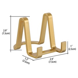 Plate Stands for Display 3 Inch - Small Gold Tabletop Easel Holders - 6 Pack for Decorative Plates, Picture Frames, Photos, Greeting Cards, Mini Art - Home Office Decor