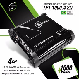 Timpano 1x Timpano TPT-1000.4 2 Ohms Brazilian Amplifier 1000W Car Audio 4 Channel Amp