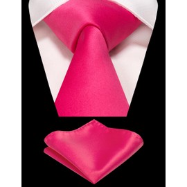 RBOCOTT Hot Pink Tie and Pocket Square Necktie Set for Men(30)