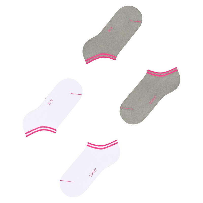 ESPRIT Women's Base Stripe 2-Pack Trainer Socks Breathable Organic Cotton