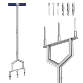 YWNYT Manual Core Lawn Aerator Tool, 2-in-1 Lawn Coring Aerator & Lawn Aerator Spikes, with 3 Replaceable Hollow Tine and 3 Spikes, Lawn Aerator Tool for Lawn and Garden Care