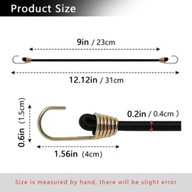 8Pcs Short Elastic Bungee Ropes Mini Bungee Straps Hooks Useful Lightweight Elastic Bungee Cords Travelling Camping Bungee Straps for Securing Tarps Luggage Tents