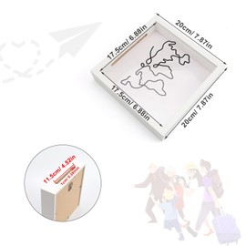 LERANXIN Travel Adventure Archive Box – Large Wooden Memory Box with World Map Design, 20x20x4.4.4cm (White)