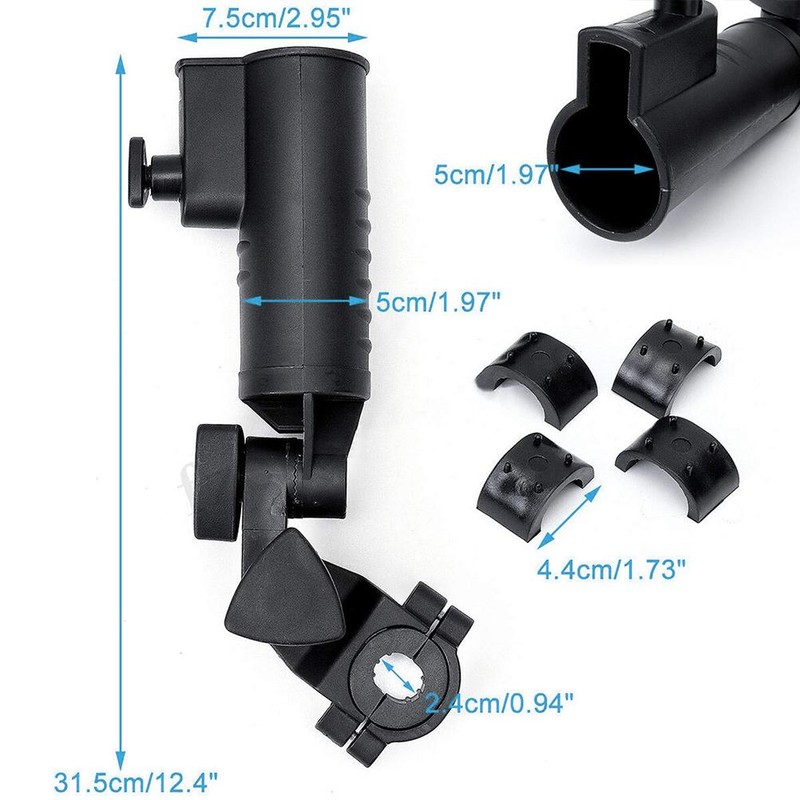 Umbrella Holder Adjustable Clamp Stand Universal Black Cart Umbrella Holder