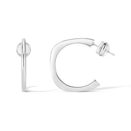 CoBi 925 Sterling Silver Plated Square Open Hoop Earrings for Women, Lightweight and Hypoallergenic Earrings, Dupes Fashion Jewelry, Everyday Wearing, Ideal Gift Choice For Your Loved One