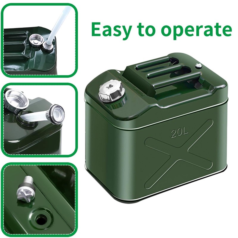 20L 5 Gallon Metal Water Can with Flexible Spout Water