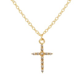 ONLYJUMP 14K Gold Plated Cubic Zirconia Cross Necklace for Women Silver Cross Pendant Necklaces Simple Dainty Necklace Anniversary Birthday Christmas Gifts (Gold)
