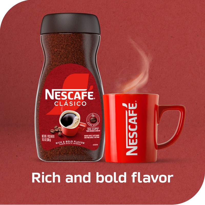 NESCAFÉ CLÁSICO Instant Coffee, Dark Roast Coffee, 1 Jar (10.5