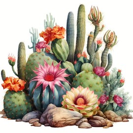 Cactus Diamond Art Painting Kits for Adults - Plant Flower Round Full Drill Diamond Dots Paintings for Beginners, 5D Paint with Diamonds Pictures Gem Art Painting Kits DIY Crafts Project 14x14inch