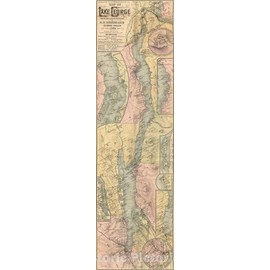 Historic Map - Map of Lake George, 1895, Seneca Ray Stoddard - Vintage Wall Art 13in x 44in