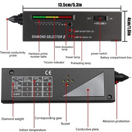Diamond Tester, High Accuracy Diamond Tester Pen with LED Indicator Light and Sound Prompt, Portable Electronic Diamond Tester Professional for Novice and Expert, Diamond/Sapphire/Ruby/Crystal