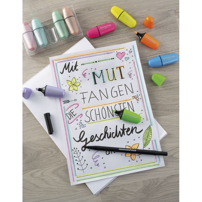 Eberhard Faber 551408 Mini Highlighter Set, Neon Glitter, 5 Marker
