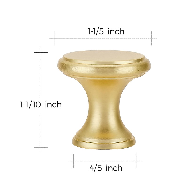Ravinte 30 Pack Brushed Brass Kitchen Cabinet Knobs, Solid Brass