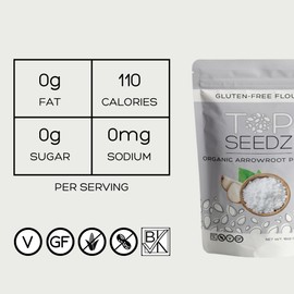 Top Seedz Certified USDA Organic Arrowroot Powder | Gluten-Free, Grain-Free Flour or Starch Food Thickener | Vegan, Kosher, and Nut-Free | 1lb Resealable Pouch (Pack of 2)