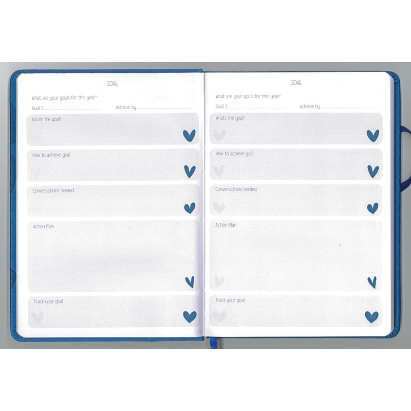 Navy Blue Hearts A5 192 Page Weekly & Monthly Motivational