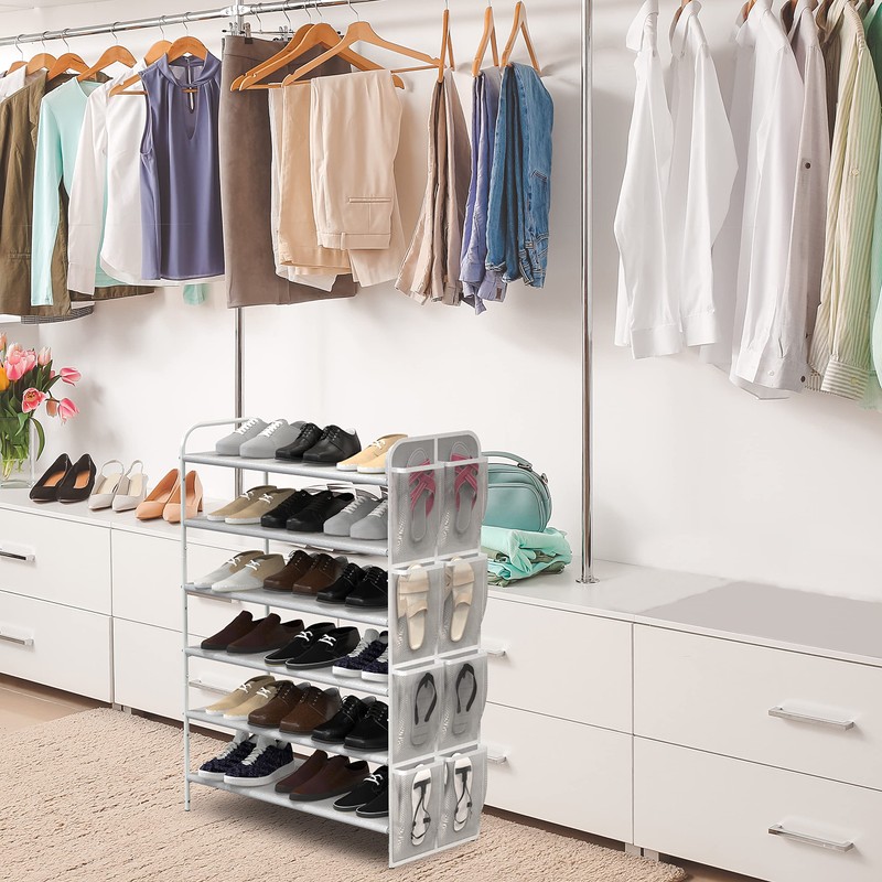 Simple Houseware 6-Tier Shoe Rack Storage Organizer w/Side Hanging Bag,