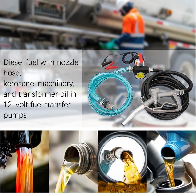 Diesel Transfer Pump Kit, 12V Fuel Transfer Pump with Hose