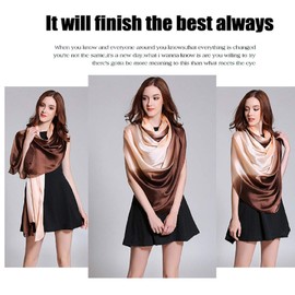 K-Elewon Women Scarf Silk Scarf Gradient Colors Scarves Headscarf Fashion Scarves Long Lightweight Shawls for Women H12, C-coffee&beige, Free size