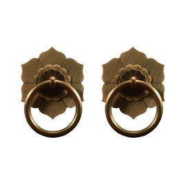 Tiazza 2Pcs Antique Brass Ring Pulls Handle Kitchen Cabinets Wardrobe Drawer Vintage Furniture Hardware Retro Style Pull Ring (Antique Bronze)