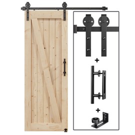 EaseLife 5FT Sliding Barn Door Hardware Track Kit & Handle,Big Industrial Spoke Wheel Pulley,Wall Mount,Slide Smoothly Quietly,Easy Install,Black,60" Track Fit for 26-28" Wide Opening (No Door)