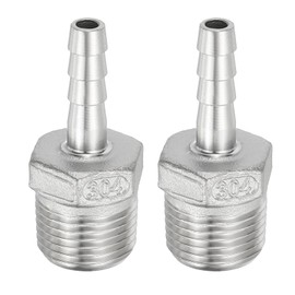PATIKIL 304 Stainless Steel Barb Hose Fitting, 2 Pack 1/3" Hose Barb x 1/2" NPT Thread Pipe Connector Adapter Quick Fittings for Bore Air Water Connecting