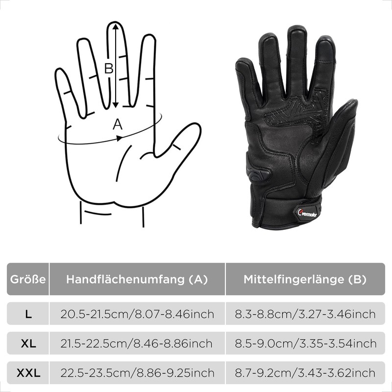 evermotor Winter Motorcycle Gloves, Goat Leather, Touchscreen Gloves, Waterproof, Certified,