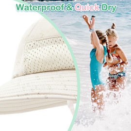 XIAOHAWANG Girls Sun Hat Baby Beach Hats Boys UPF 50+ Kids Summer Protection Cap Toddler Breathable Caps with Neck Flap (2-6Years,Beige)