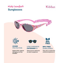 Kiddus Comfort Children’s Sunglasses for Boys and Girls Ages 2 to 6 Years Totally Flexible Model for Extra Comfort With Strap and Very Resistant 100% UV Protection Useful Gift -