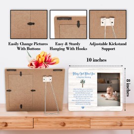 valucise Baptism Pictures Frame, God Bless You On Your Baptism Day Photo Frame, Baby Boy Baptism Gifts from Godparents Friends Family, Farmhouse Home Living Room Bedroom Decoration -c08