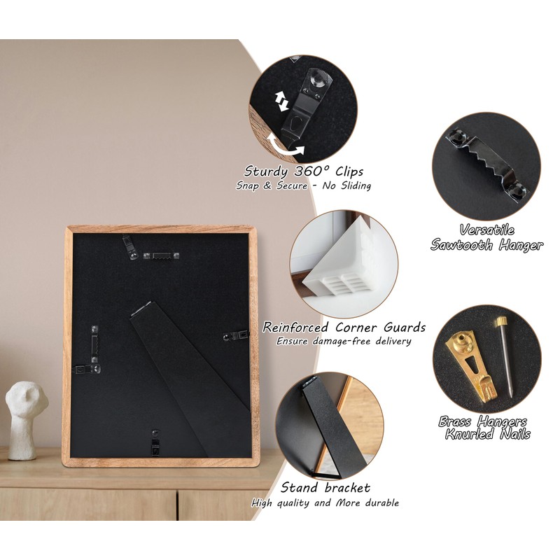 Gdfmsc 4x6 Picture Frame with Mat for 3x5, Natural Walnut