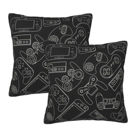 Oplp Video Game Controller Black Background Throw Pillow Covers Set of 2 Pillow Case Gadgets Square Case Cushion Home for Bedroom Sofa Chair Decor 18"x18"
