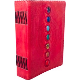 TUZECH Fat Leather 600 Pages Journal Large | Seven Stone Leather Notebook Journal | Blank Handmade Book Sketchbook | Everyday Use (Lined Pages, Red)