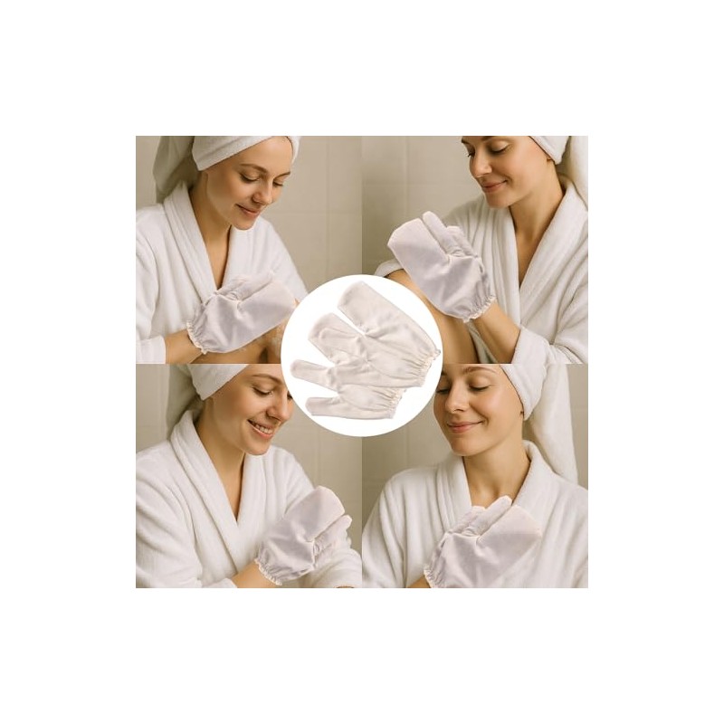 Lyreh Guantes Seda Cruda Masaje Ayurvédico Garshana Muñequeras Elásticas Exfoliación